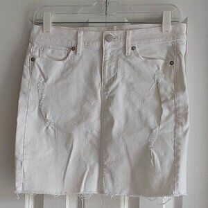 Ann Taylor LOFT White Denim Distressed Mini Skirt Size 26/2 (waist measures 30")
